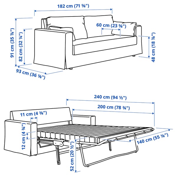 HYLTARP Fodera per divano letto a 2 posti, Tallmyra blu - IKEA Italia