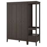 Armadio IDANÄS: marrone scuro, legno, 4 ante, ripiani aperti, design moderno.