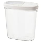 IKEA 365+ contenitore per alimenti trasparente, forma rettangolare con coperchio bianco, in plastica.