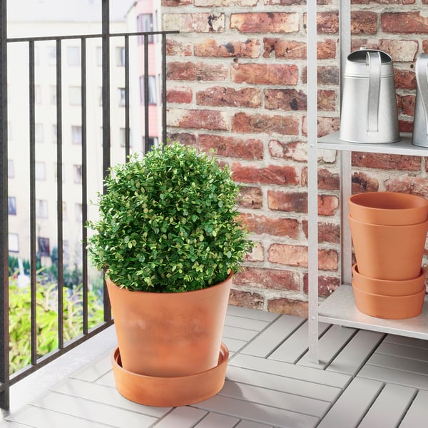 INGEFÄRA Vaso con sottovaso - da esterno terracotta - IKEA