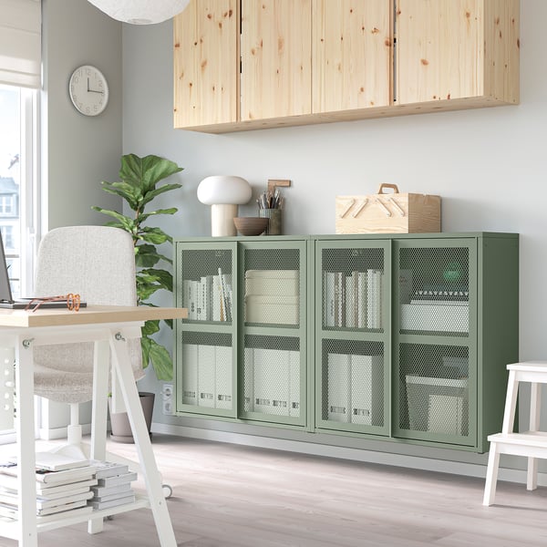 IVAR mobile con ante, grigio-verde rete, 160x30x83 cm - IKEA Italia