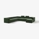 Divano modulare JÄTTEBO verde scuro con più sedute e una chaise longue, elegante e confortevole.