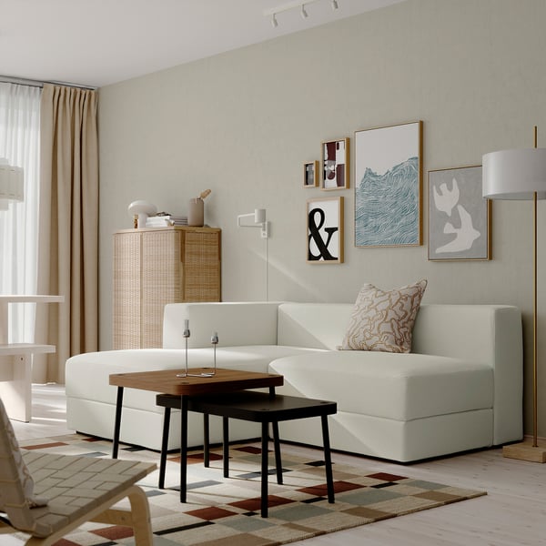 JÄTTEBO Divano comp 2,5 posti/chaise-longue, sinistro/Axvall bianco sporco