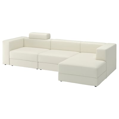 JÄTTEBO Divano comp 4 posti/chaise-longue, destro con poggiatesta/Axvall bianco sporco