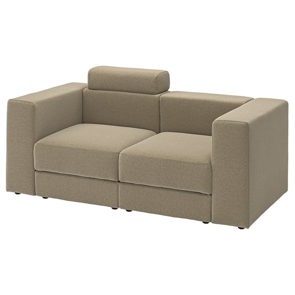 JÄTTEBO Divano componibile a 2 posti, con poggiatesta/Johanneshov marrone-beige