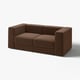Divano moderno in velluto a coste marrone, design modulare con linee pulite e sedili profondi. Ideale per comfort e versatilità.