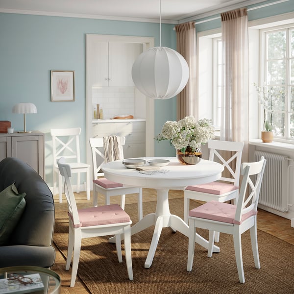 JUSTINA Cuscino per sedia, rosa/bianco, 42/35x40x4 cm