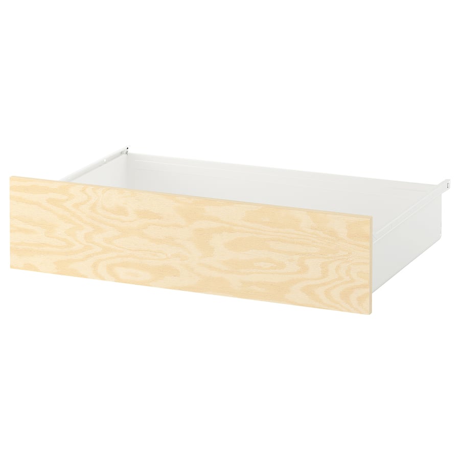 Tavolo rotondo in legno di pino bianco, cassetto in stile rustico