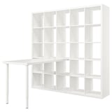 Combinazione di scaffale e scrivania KALLAX bianco: 16 cubi, piano del tavolo regolabile, design moderno e minimalista.