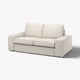 Divano beige moderno, KIVIK, forma squadrata, braccioli bassi, linee pulite.