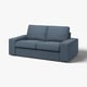 Divano KIVIK blu, design moderno, cuscini morbidi, braccioli quadrati.