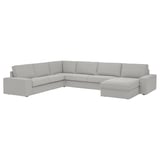 Divano componibile KIVIK grigio chiaro con cuscini profondi, braccioli bassi e design modulare.