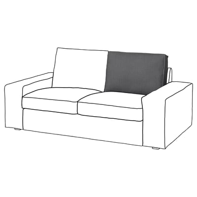Divanetto KIVIK, grigio e bianco, design moderno, cuscini bicolore, forma rettangolare.