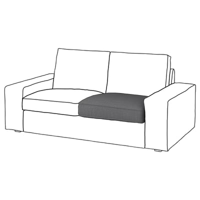 Divano KIVIK: moderno, bianco con cuscino grigio, forma rettangolare, design confortevole.