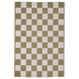 Tappeto a scacchiera arancione-verde KLASSRUM, vivace, quadrato, cotone-poliestere, design a trama piatta.