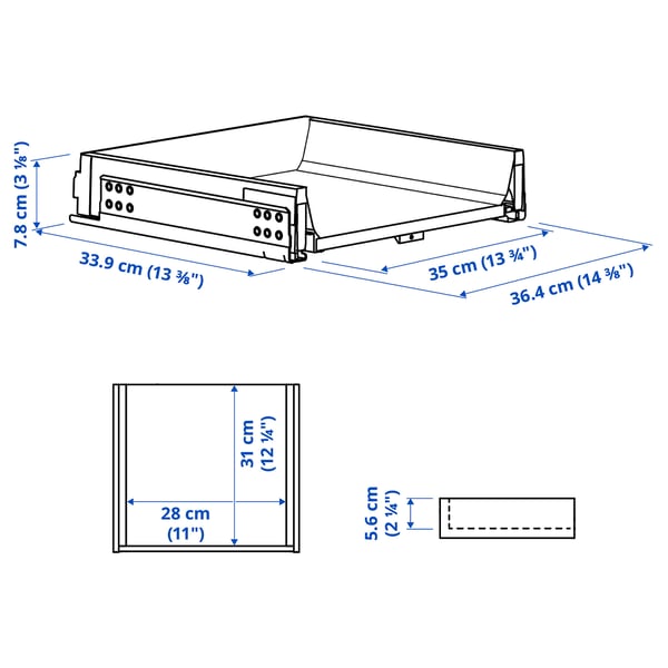 KNIVSHULT Cassetto, basso, grigio scuro, 40x37 cm
