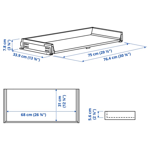 KNIVSHULT Cassetto, basso, grigio scuro, 80x37 cm
