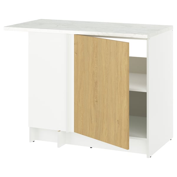 KNOXHULT mobile cucina bianco con anta effetto legno, forma rettangolare, top effetto marmo.