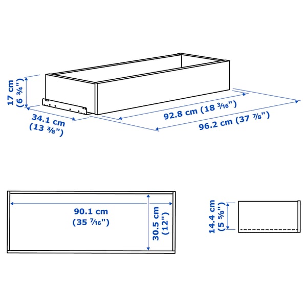 KOMPLEMENT cassetto/frontale vetro con cornice, bianco, 100x35 cm - IKEA  Italia