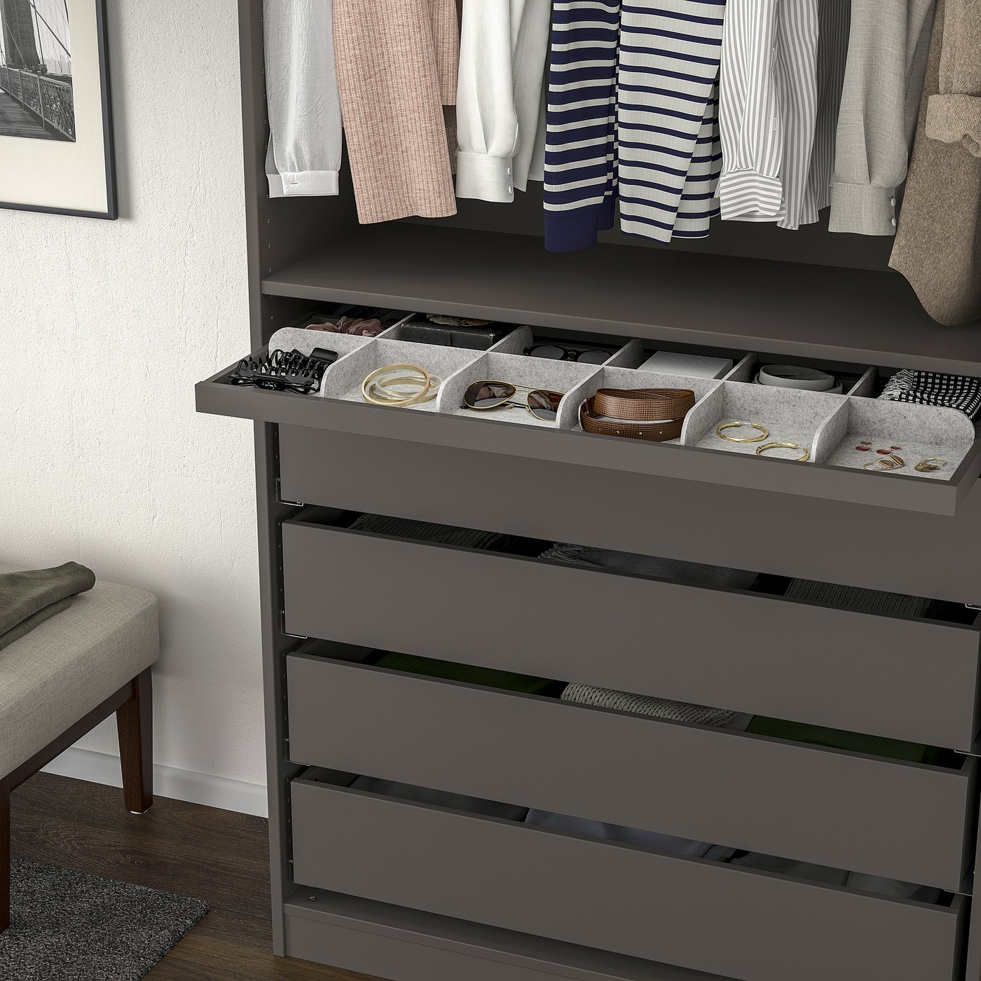Vassoio Portagioelli Homde 4 Ripiani Impilabili Con Coperchio In Vetro - Organizer Da Tavolo Con Divisori, Colore Albicocca. Regalo Perfetto Per Ragazze!