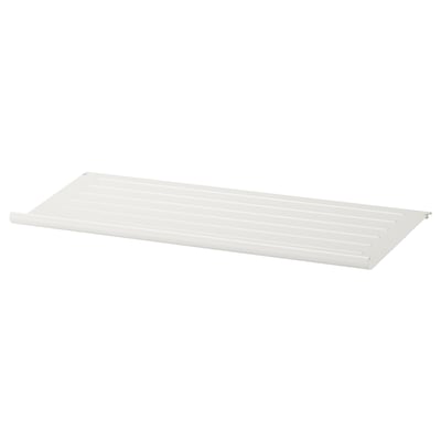 Una scarpiera KOMPLEMENT bianca, rettangolare, in acciaio con un design inclinato per un facile accesso.