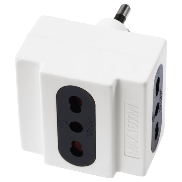 Adattatore KOPPLA cubo in plastica bianca, due slot neri, max 1500w.