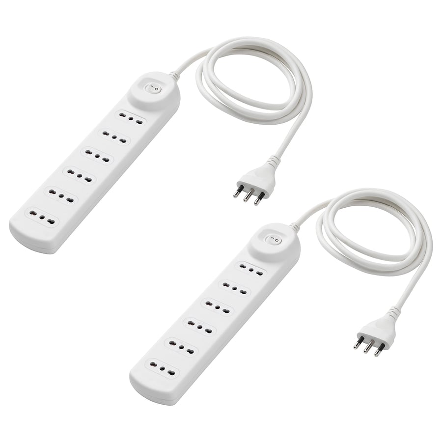 Multipresa 6 Uscite Universali Interruttore 1,5m Cavo Spina IEC C14 10A Per Ups Nera