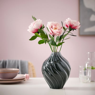 KORNSPARV Vaso, grigio-blu, 22 cm