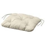 Cuscino per sedia rettangolare beige, tessuto sostenibile, cinghie di fissaggio, imbottito.