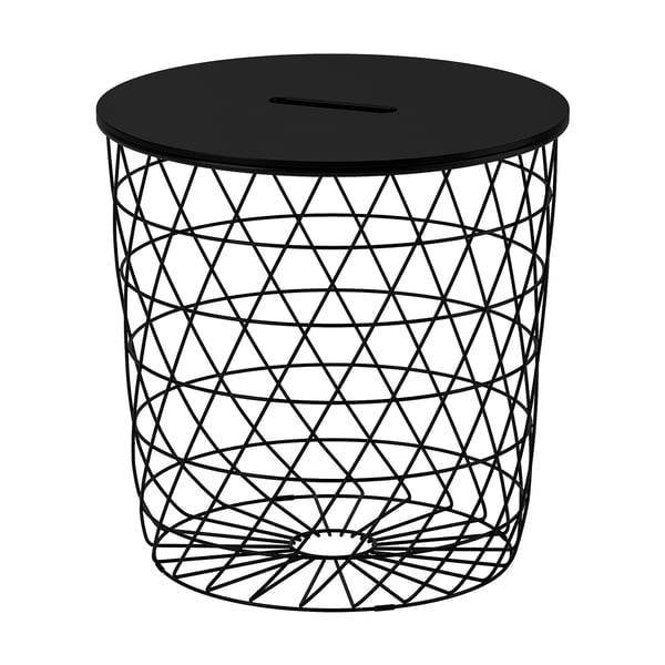 Tavolo portaoggetti KVISTBRO, rete metallica, piano piatto, design multifunzionale.