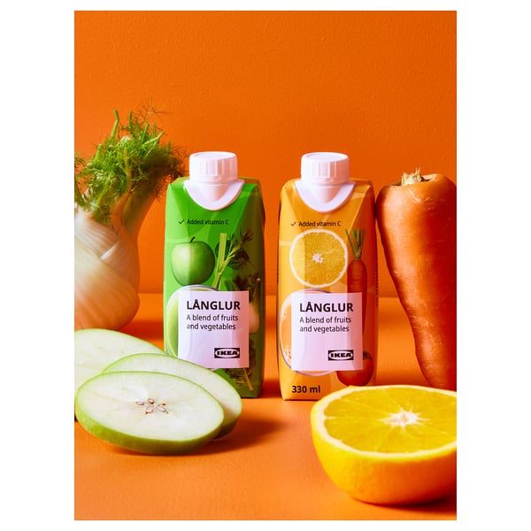 LÅNGLUR Smoothie alla frutta e verdura, verde/con aggiunta di vitamina C, 330 ml