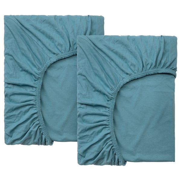 LEN Set 2 lenzuola angoli letto allung - turchese - IKEA