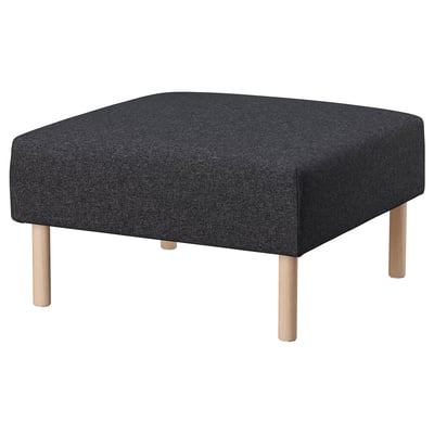 LILLEHEM pouf in tessuto antracite, quadrato, quattro gambe in legno.