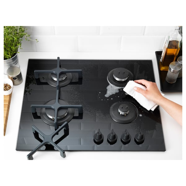 LIVSGNISTA Piano cottura a gas - vetro nero - IKEA