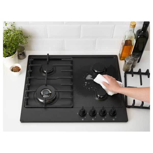 LIVSLÅGA Piano cottura a gas - grigio scuro - IKEA