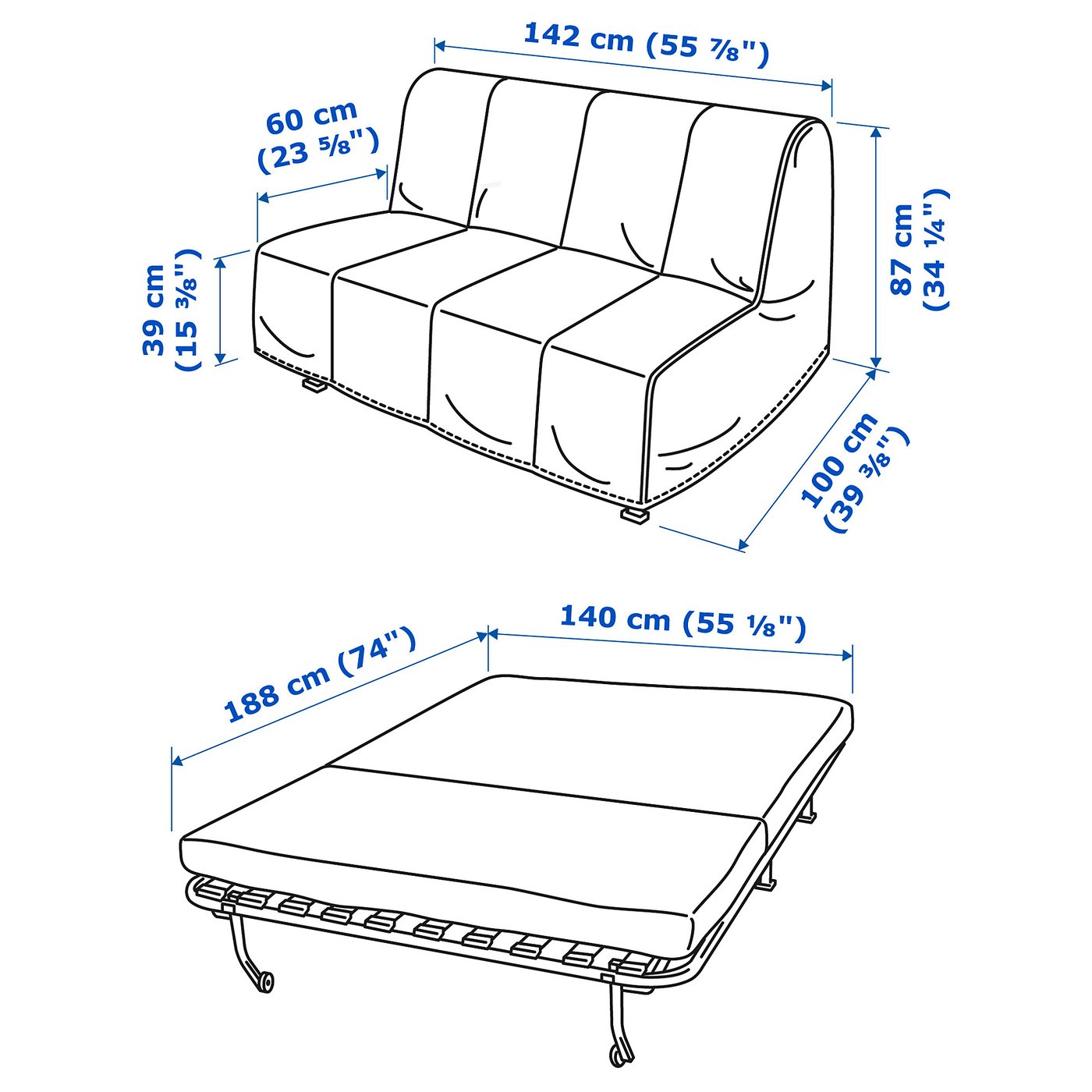 Lycksele Lovas Divano Letto A 2 Posti Ebbarp Nero Bianco Ikea It