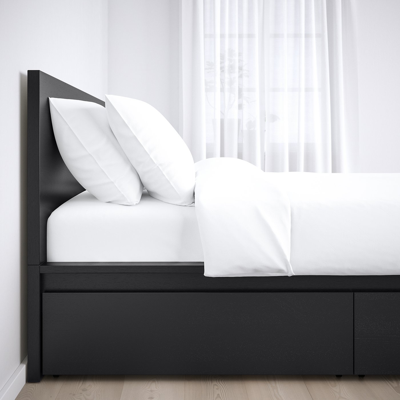 malm struttura letto alta 4 contenitori marrone nero luroy 140x200 cm