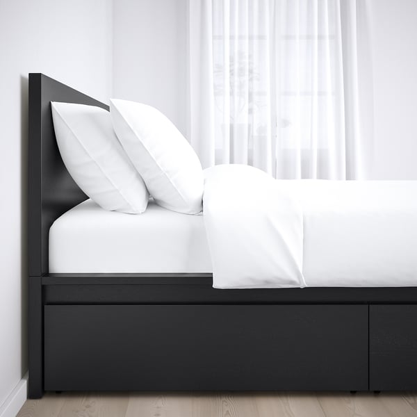 Malm Struttura Letto Alta 4 Contenitori Marrone Nero Luroy