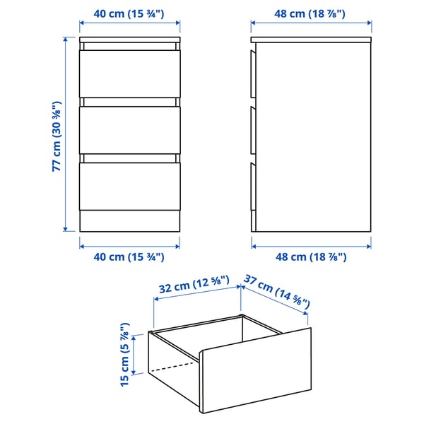 MALM cassettiera con 3 cassetti, bianco, 80x78 cm - IKEA Svizzera