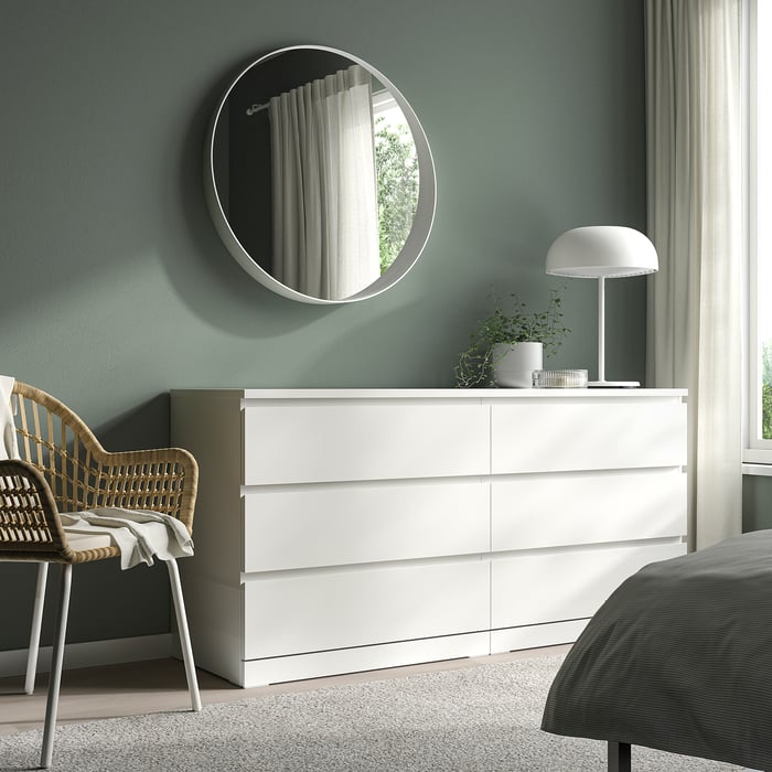 Cassettiera 6 Cassetti Bianco Crema, 85x120x40 Cm, Base In Metallo, Piano Portata 30 Kg, Per Camera Da Letto