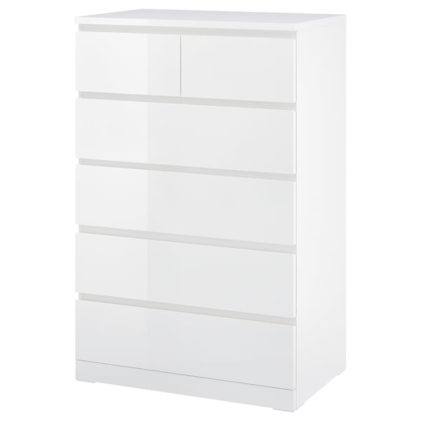 Cassettiera MALM bianca, cinque cassetti, mobili camera da letto moderni.
