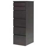 Cassettiera nera MALM con sei cassetti. Design elegante e moderno per riporre gli oggetti in poco spazio.