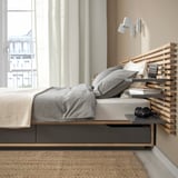 MANDAL Struttura letto con testiera, betulla/grigio, 160x200 cm