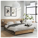 MANDAL Struttura letto con testiera, betulla/grigio, 160x200 cm