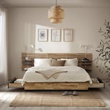 MANDAL Struttura letto con testiera, betulla/grigio, 160x200 cm