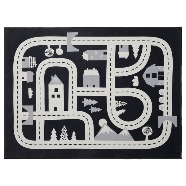 MARKKRYPARE Tappeto, grigio scuro, 74x100 cm