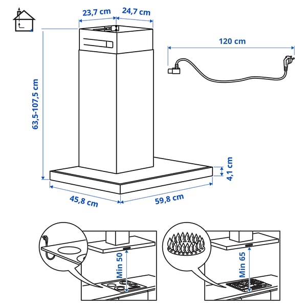 RYTMISK cappa da fissare alla parete, inox, 90 cm - IKEA Italia