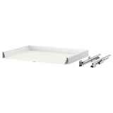 Un cassetto bianco MAXIMERA con una forma rettangolare liscia e guide metalliche per un facile accesso.