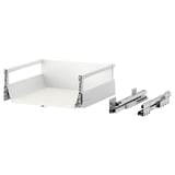 Sistema di cassetti MAXIMERA bianco con guide in metallo, con chiusura scorrevole e organizer rimovibili.