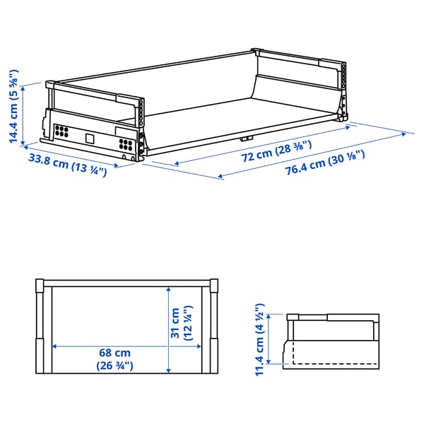MAXIMERA Cassetto, medio, bianco, 80x37 cm